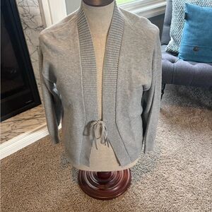 NWT Lou & Grey Light Gray Shawl-Collar Tie-Front Cardigan